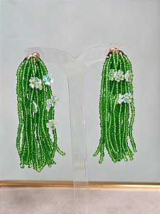 Brinco cascata miçanga verde