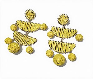 Brinco ráfia equilíbrio amarelo