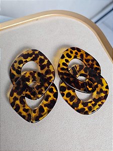 Brinco resina leopardo