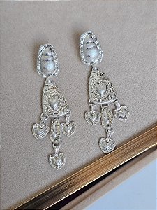 Brinco grego corações prata