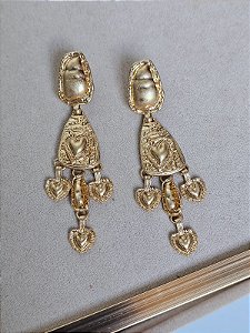 Brinco grego corações dourado