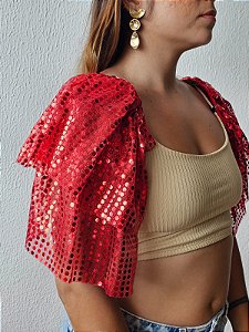 Ombreira Pingo de Paetê vermelha