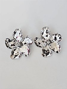 Brinco big flor prata