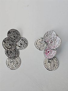 Brinco moedas prata