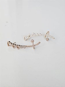 Earcuff corações dourado