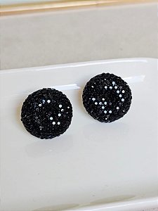Brinco redondo acrílico preto