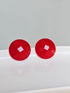 Brinco redondo acrílico vermelho