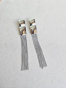 Brinco palito franja prata