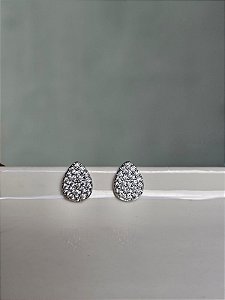Brinco mini gota cravejada prata