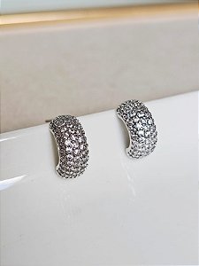 Argolinha bold cravejada prata