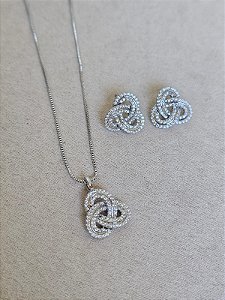 Conjunto entrelaçado zircônia prata