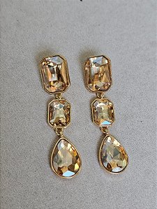 Brinco shine dourado três camadas