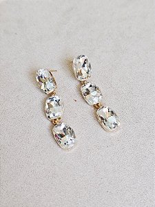 Brinco shine cristal dourado