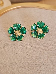 Brinco flor mini hibisco verde