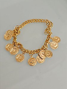Pulseira moedas dourada