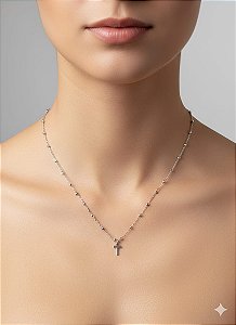 Colar inicial T corrente bolinha