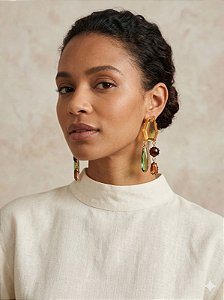 Maxi Brinco Geométrico Âmbar e Esmeralda