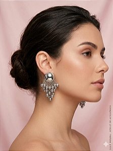Brinco cascata esferas pratas