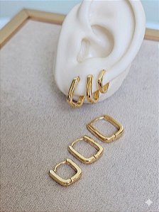 Trio de argola lisa dourada