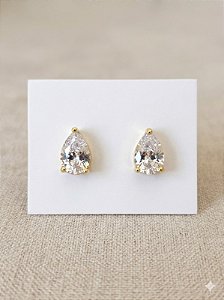 Brinco gotinha dourada transparente