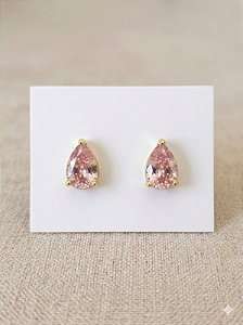 Brinco gotinha dourada rosa