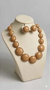 Conjunto colar e brinco cappuccino