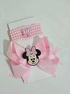 Conj Laço e pulseiras Minnie rosa