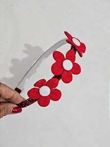 Tiara margaridas vermelho