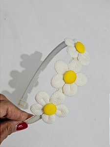 Tiara margaridas branca
