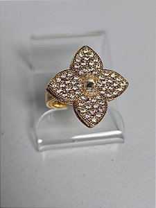 Anel trevo folheado dourado
