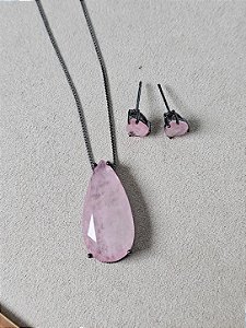 Conjunto gota ônix rosa