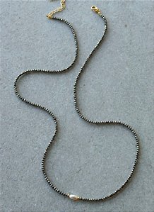Colar cristais prata 72cm
