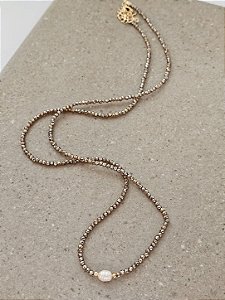 Colar cristais fumê 72cm
