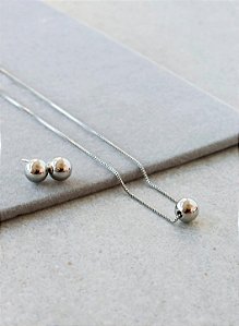 Conjunto esfera prata 2mm
