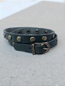 Pulseira duas voltas verde petróleo