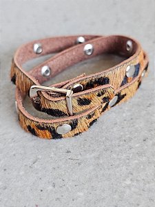 Pulseira cinto duas voltas animal print
