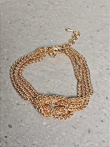 Pulseira entrelaçada fios veneziana dourada