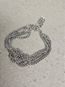 Pulseira entrelaçada fios veneziana prata