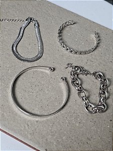 Mix de pulseiras prata