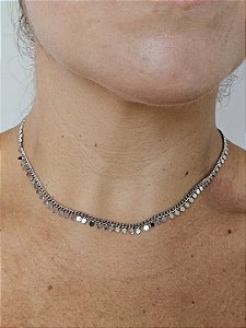 Choker bolinhas prata