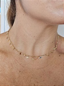 Choker folhas dourada
