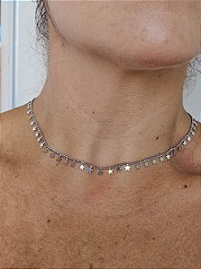 Choker estrelinha prata
