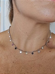 Choker estrela prata
