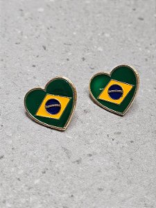 Brinco bandeira brasil coração