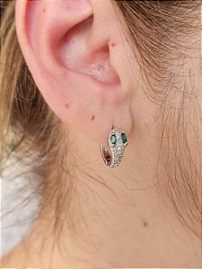 Argola serpente verde prata