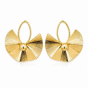 Brinco Pendente Leque Sanfonado Dourado