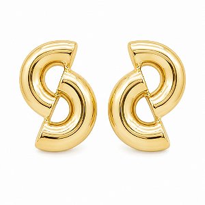 Brinco ubular Curva dourado