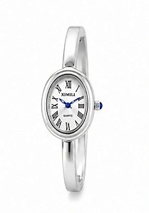 Relógio Bracelete Aço prata fundo branco