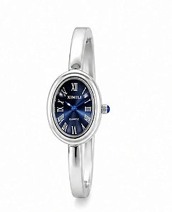 Relógio Bracelete Aço prata fundo preto