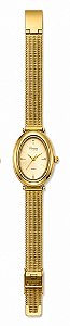 Relógio pulso Ajustável Visor Oval fundo dourado